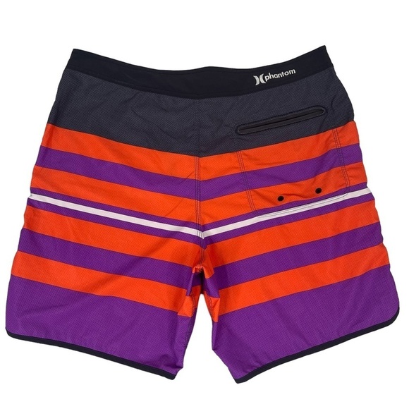 Hurley Phantom Boardshorts Mens 36 Logo Patch Red Purple Bright Striped Swim - Picture 6 of 11